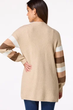 Stripe Sleeve Cardigan Sweater