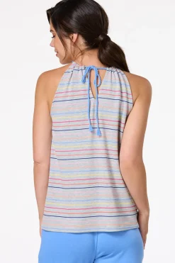 Stripe Twisted Strap Tank