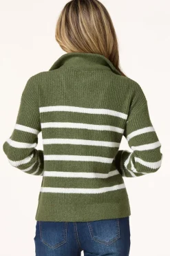Stripe Zip Pullover Sweater