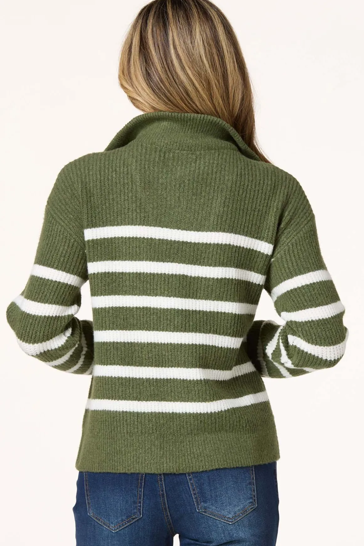 Stripe Zip Pullover Sweater
