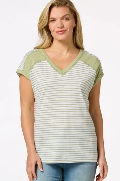 Striped Lace Trim Top