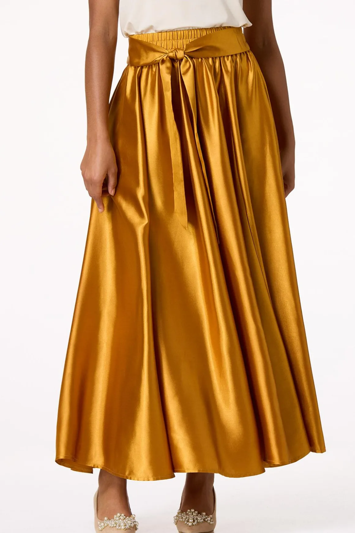 Sweeping Satin Maxi Skirt