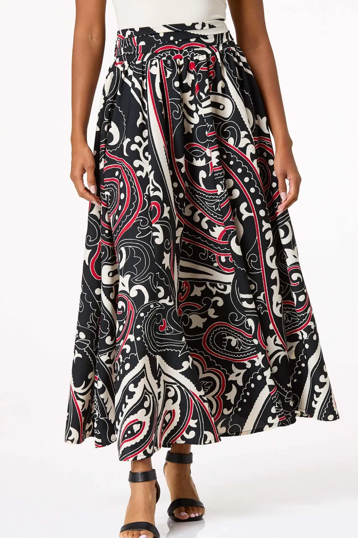 Sweeping Scarlet Floral Maxi Skirt