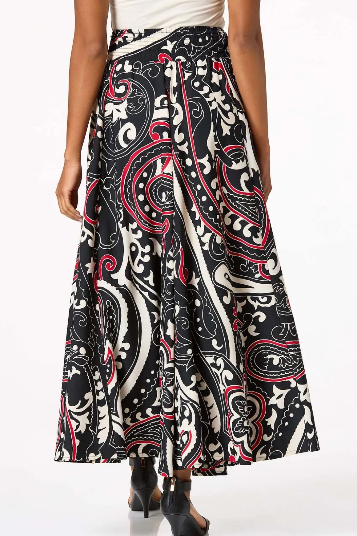 Sweeping Scarlet Floral Maxi Skirt