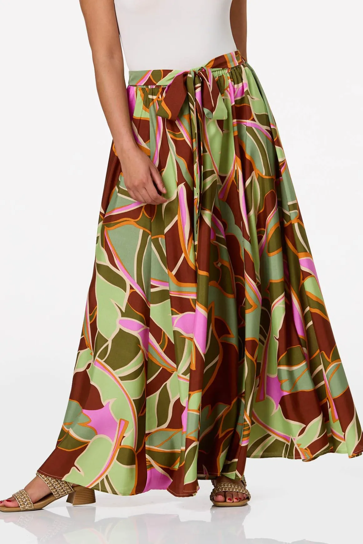 Sweeping Tropical Palm Skirt