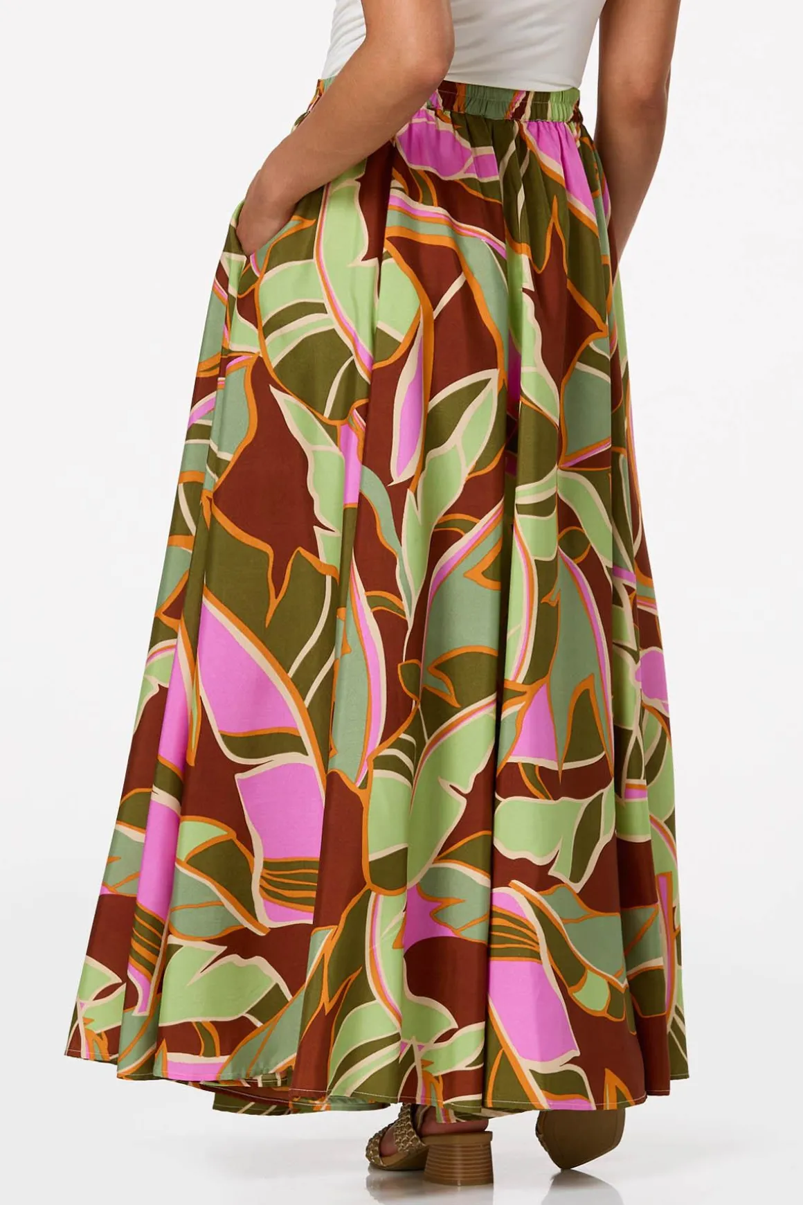 Sweeping Tropical Palm Skirt
