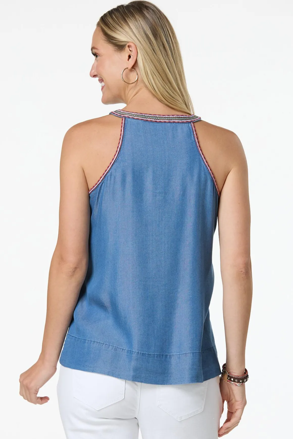 Tasseled Chambray Tank