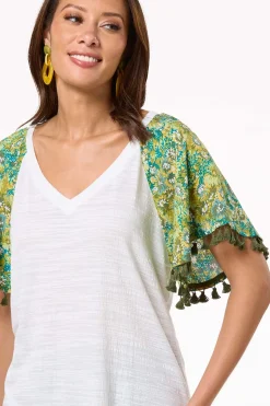 Tasseled Floral Sleeve Top