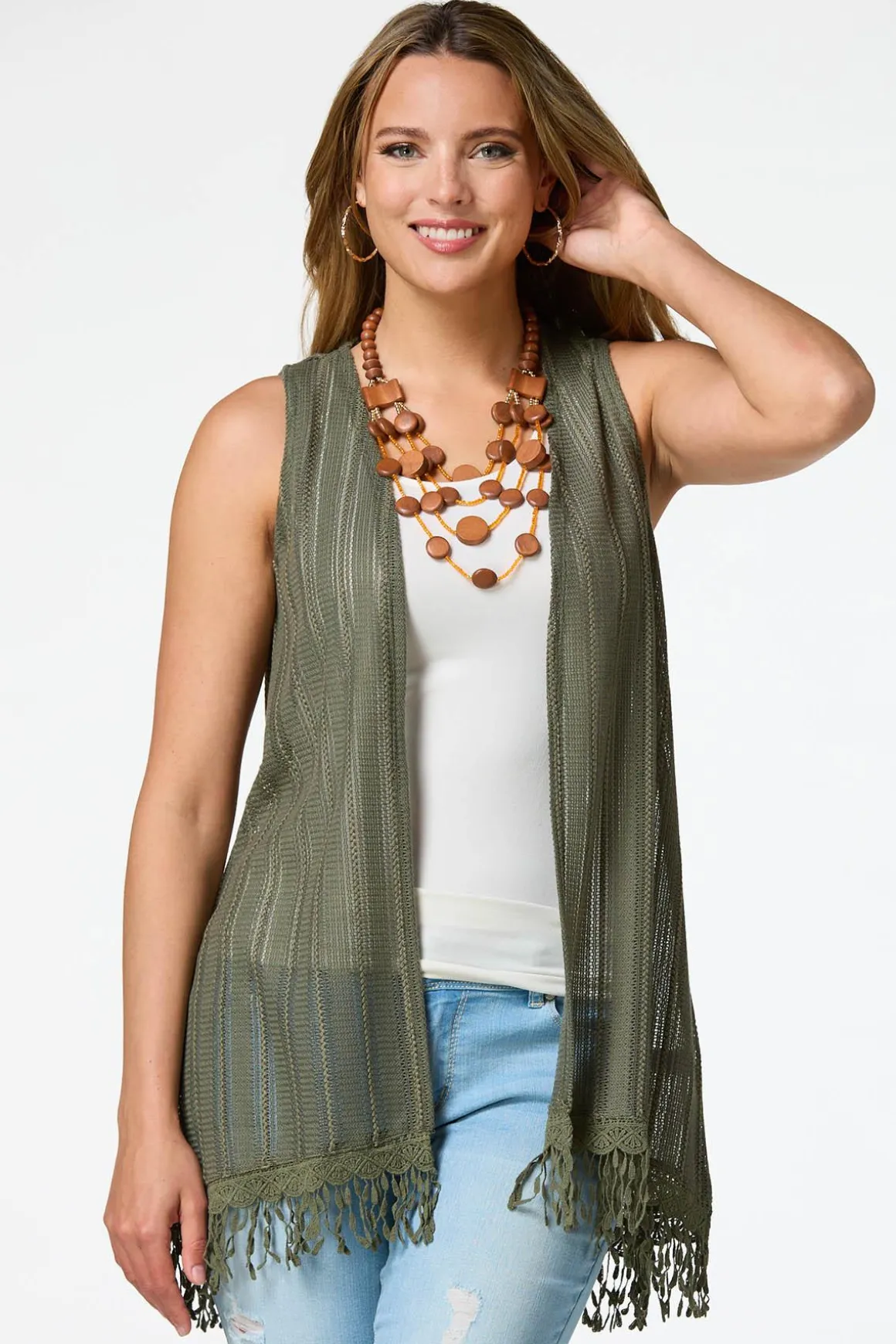 Tasseled Trim Sweater Vest
