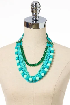 Teal Seed Bead Layered Necklace