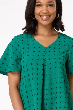 Teal Textured Dot Top