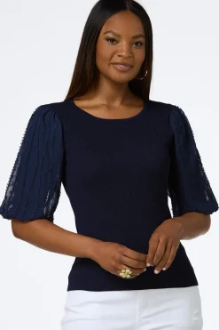 Textured Bubble Sleeve Sweater