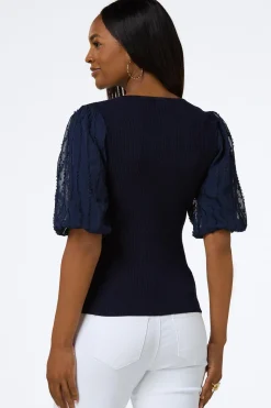 Textured Bubble Sleeve Sweater