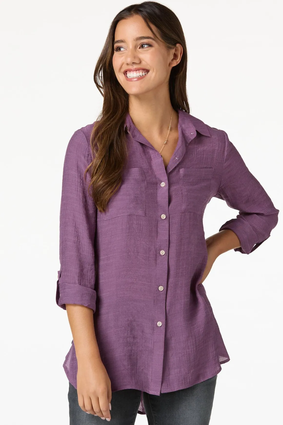 Textured Button Down Tunic