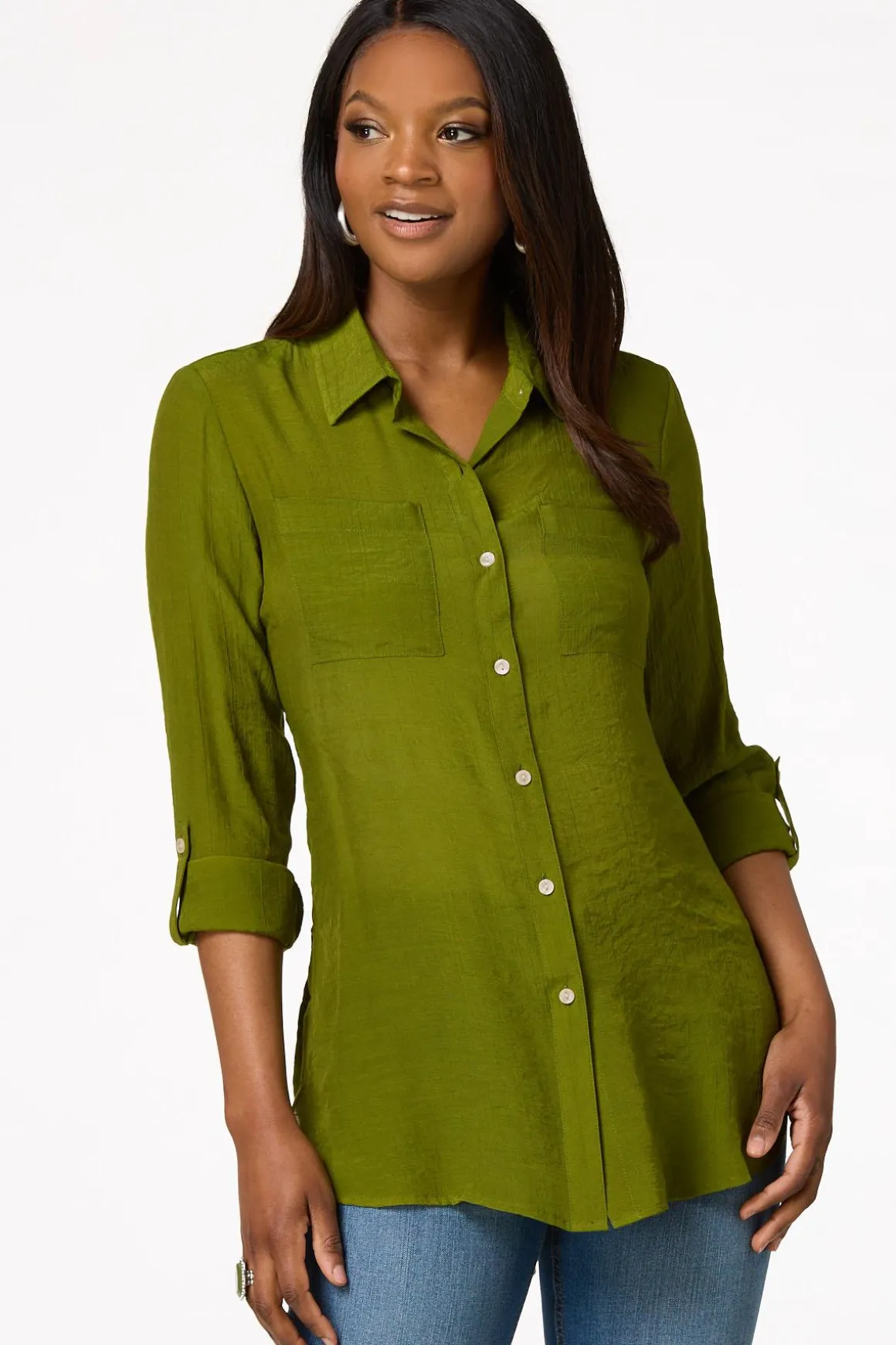 Textured Button Down Tunic