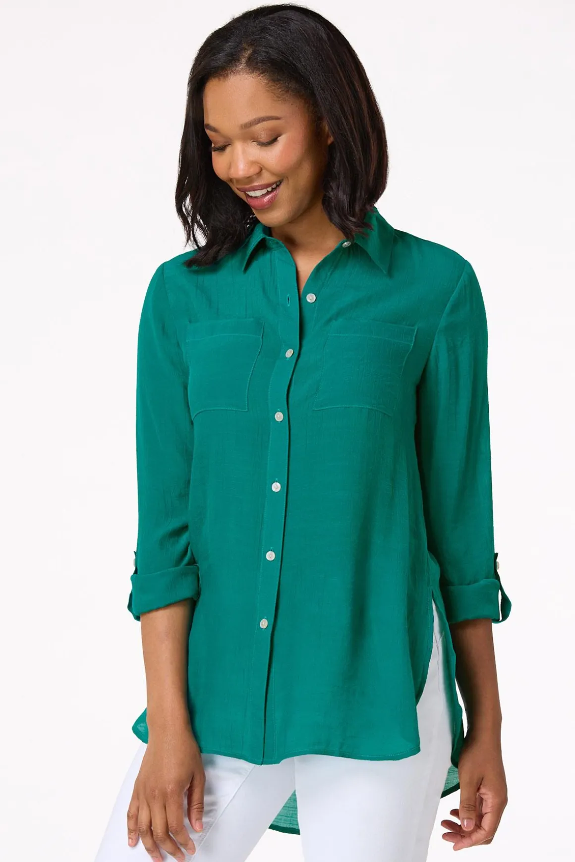 Textured Button Down Tunic