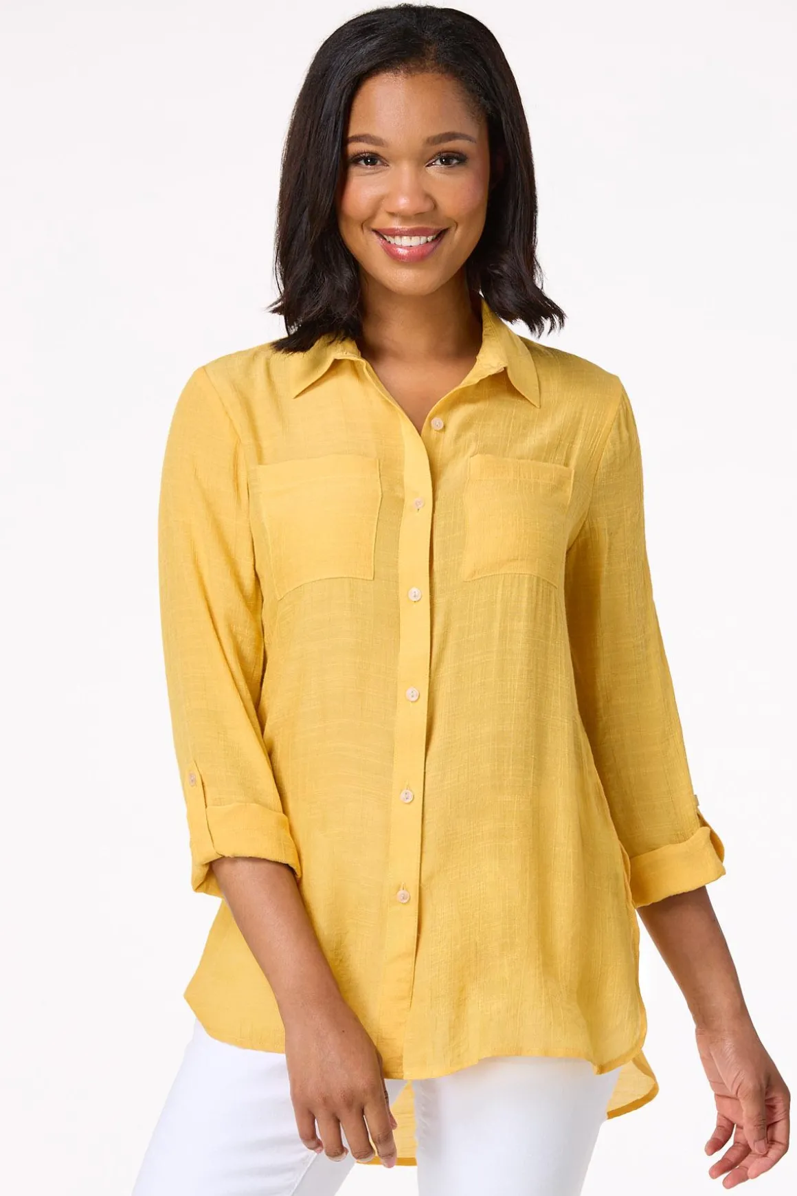 Textured Button Down Tunic