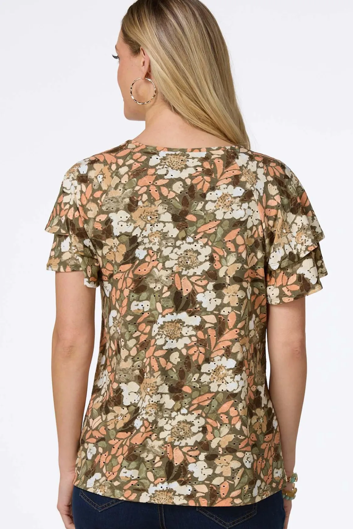 Textured Eyelet Floral Top