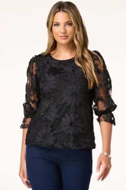 Textured Floral Mesh Top