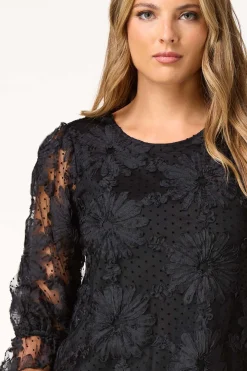 Textured Floral Mesh Top