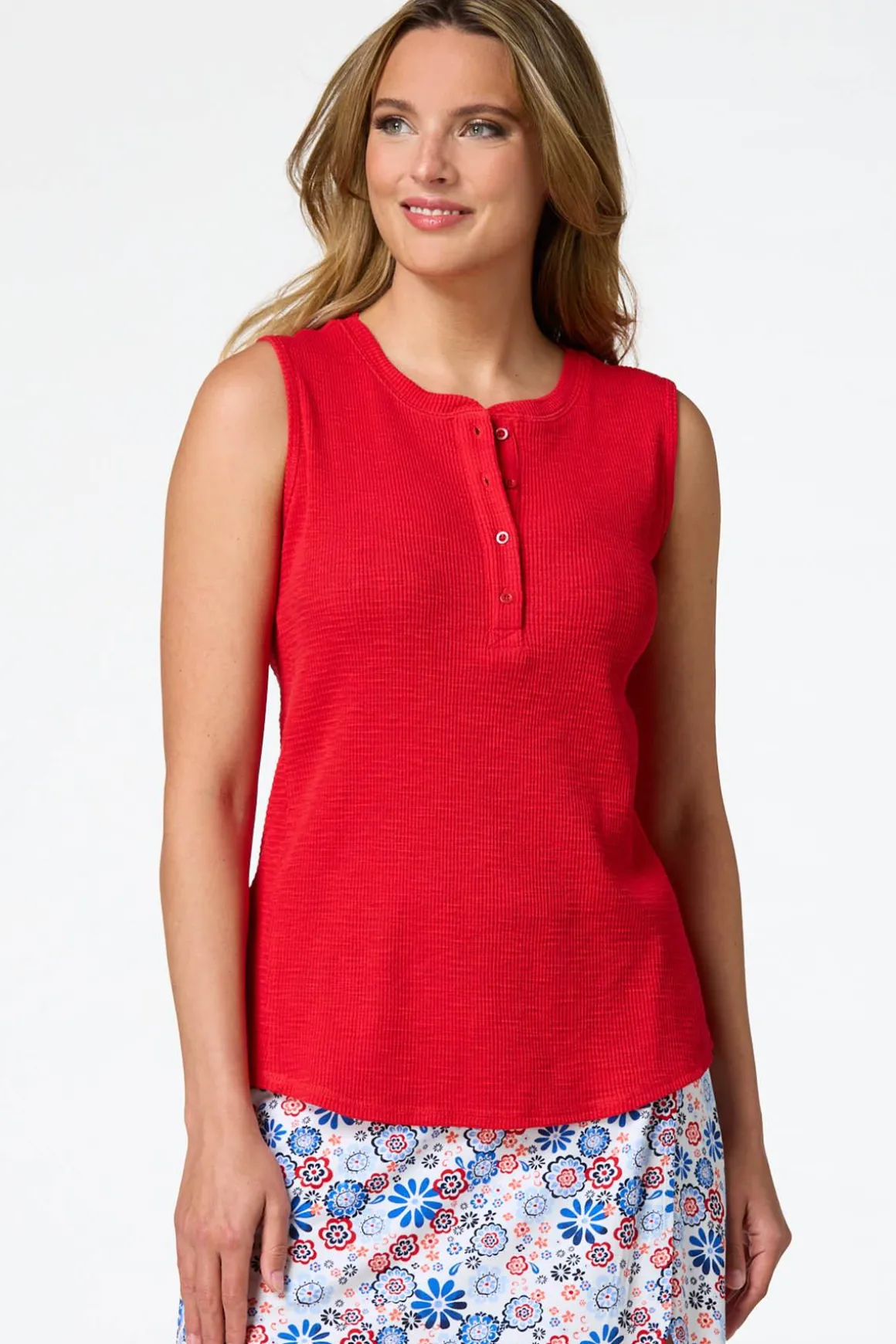 Textured Henley Tank