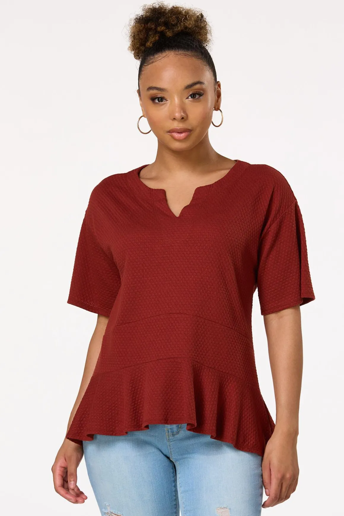 Textured Peplum Top