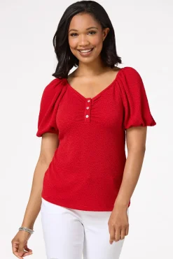 Textured Puff Sleeve Top