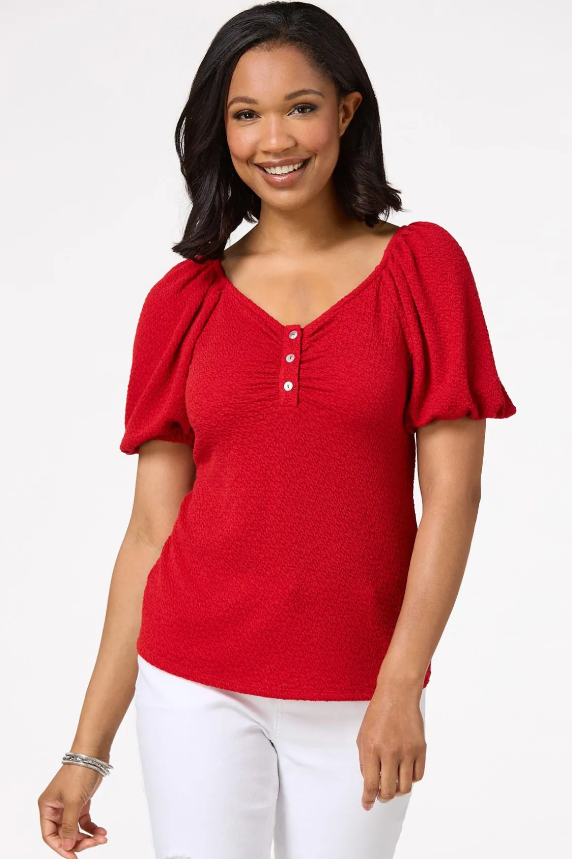 Textured Puff Sleeve Top