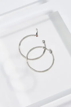Textured Silver Hoop Clip- On Earrings