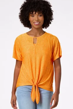 Textured Tie Hem Top