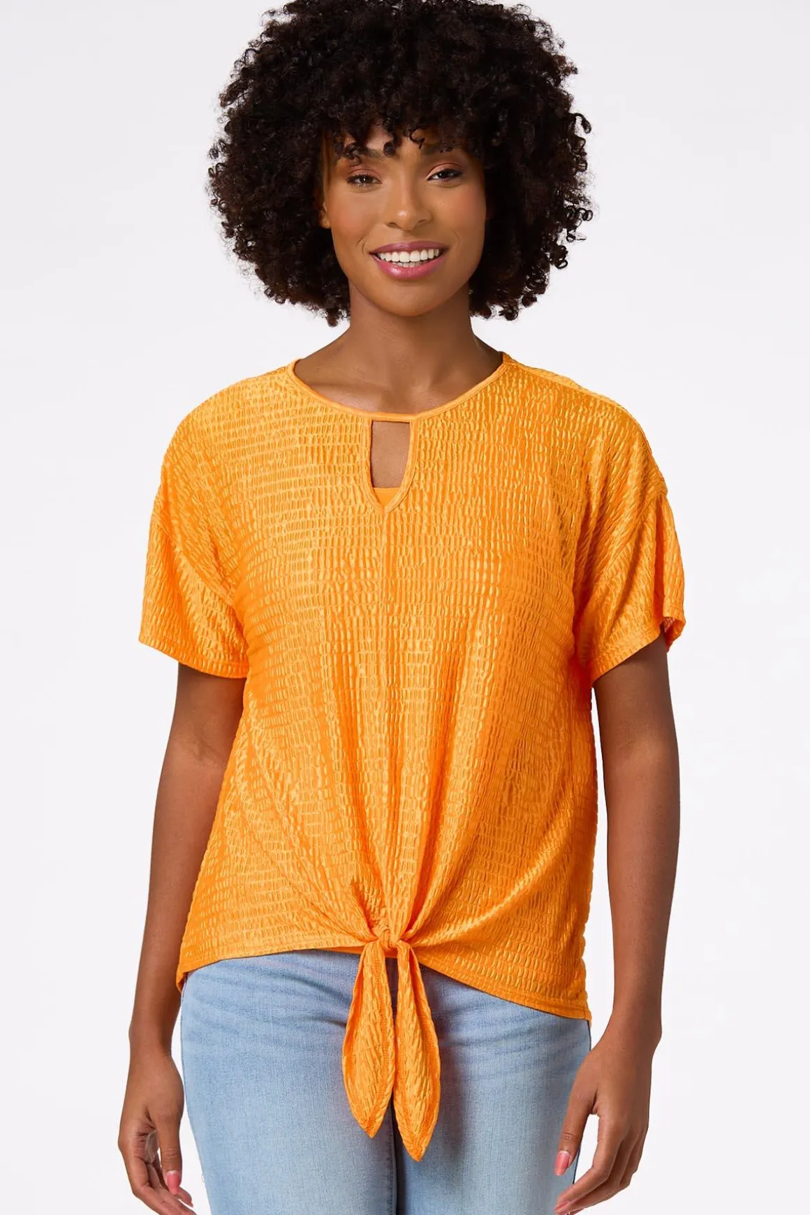 Textured Tie Hem Top