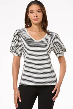 Textured Twist Puff Sleeve Top