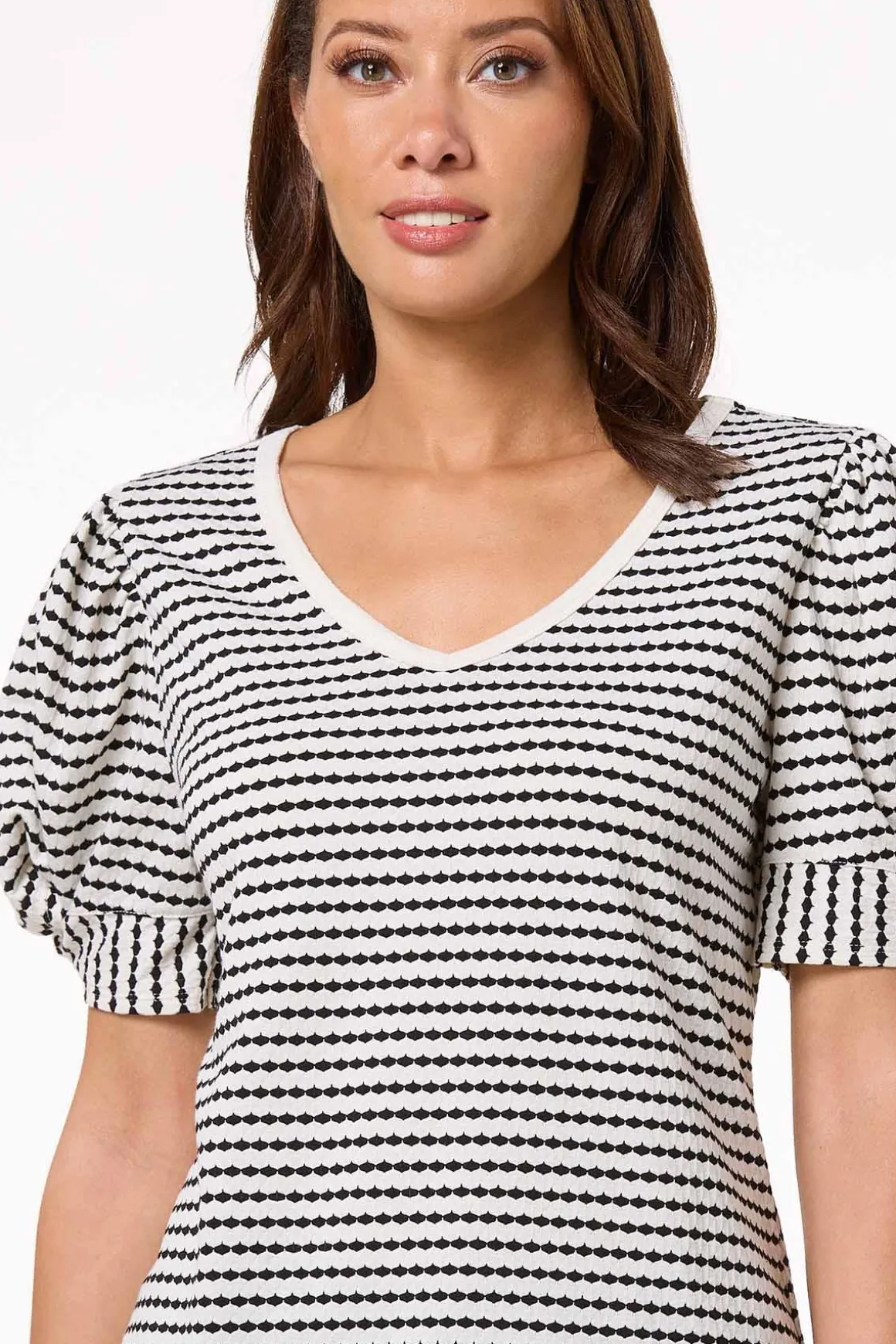 Textured Twist Puff Sleeve Top