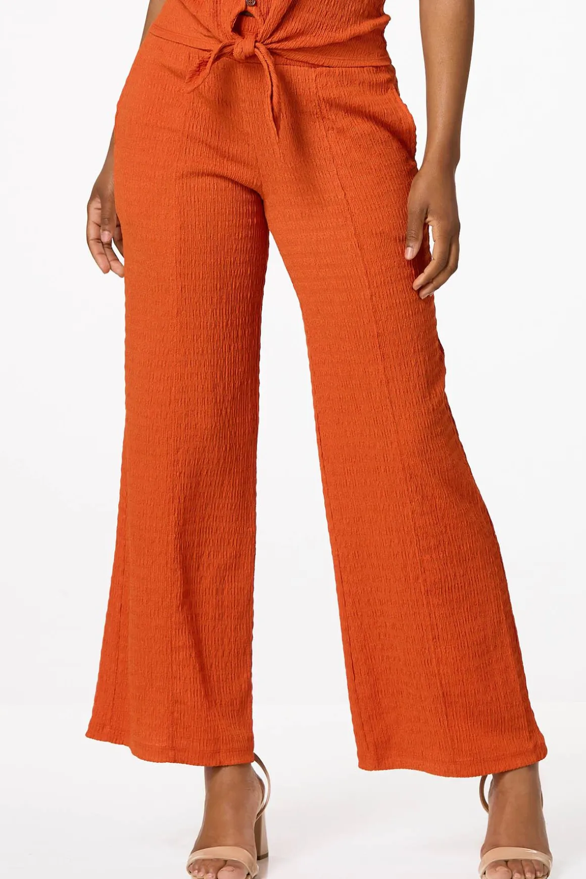 Textured Wide Leg Pants