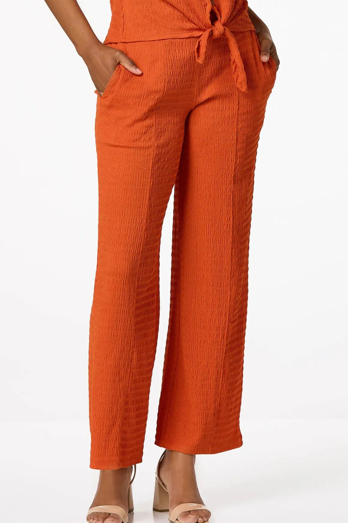 Textured Wide Leg Pants