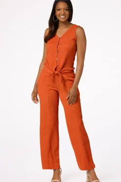 Textured Wide Leg Pants
