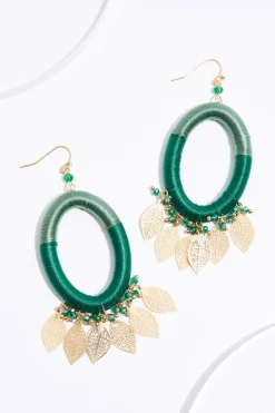 Thread Oval Shaky Leaf Earrings