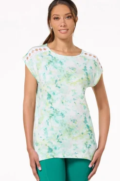 Tie Dye Crochet Trim Top