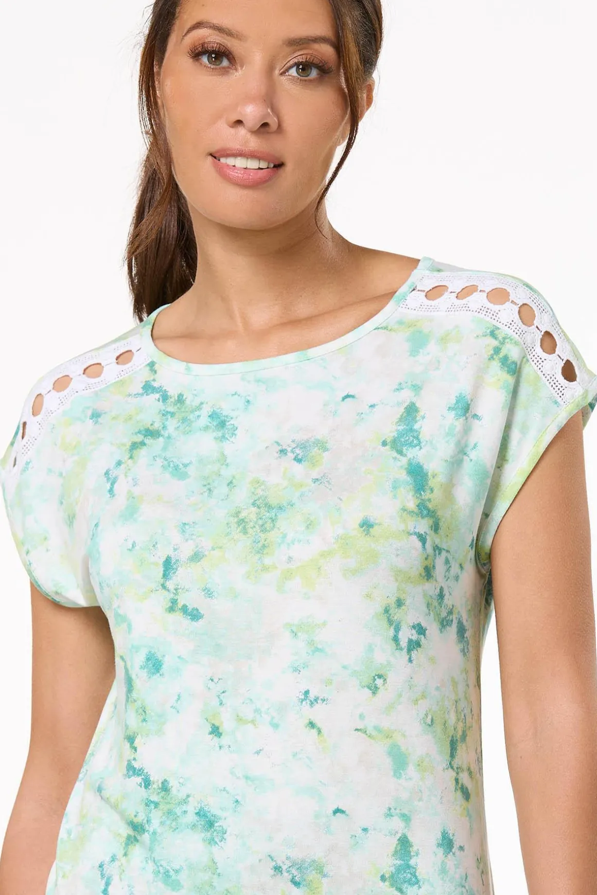 Tie Dye Crochet Trim Top