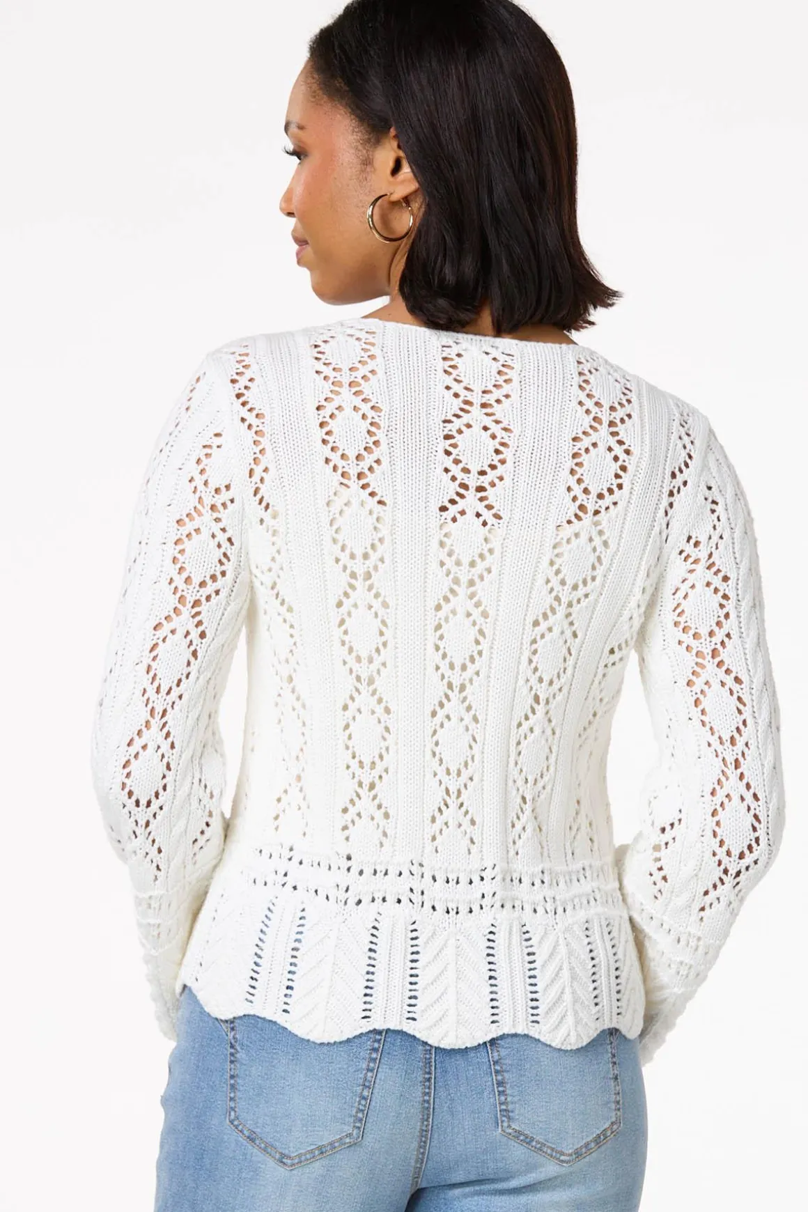 Tie Front Pointelle Cardigan