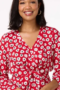 Tie Front Poppy Top