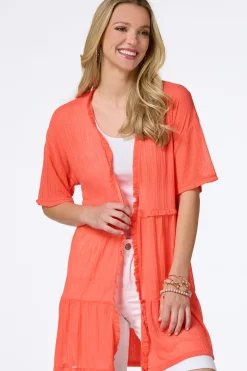 Tiered Coral Cardigan
