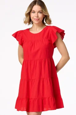 Tiered Flutter Sleeve Dress
