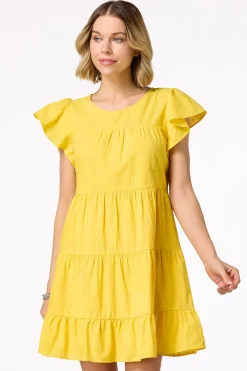 Tiered Flutter Sleeve Dress
