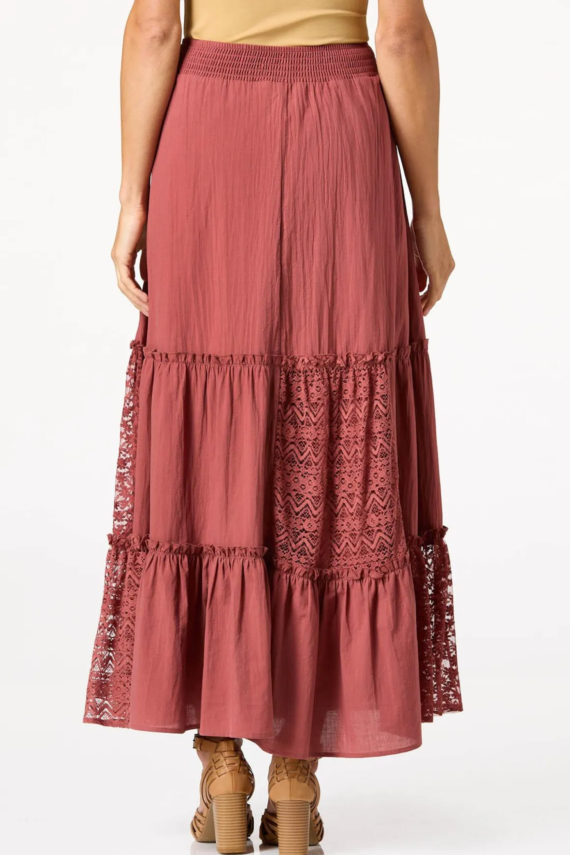 Tiered Lace Embroidered Skirt