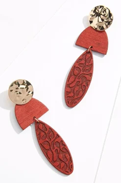 Tiered Wood Clip- On Earrings