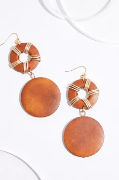Tiered Wood Disc Earrings