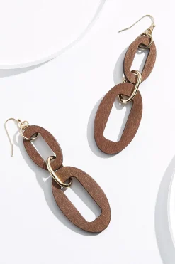 Tiered Wood Link Earrings