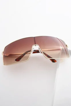 Tortoise Detail Shield Sunglasses