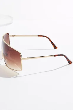 Tortoise Detail Shield Sunglasses